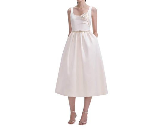 Self-Portrait - Satin Flower Midi Dress