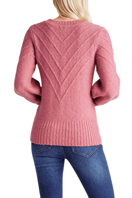Kensie - Variegated Cotton Blend Long Sleeve Sweater