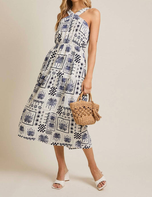 Gilli - Halter Neckline Abstract Print Dress