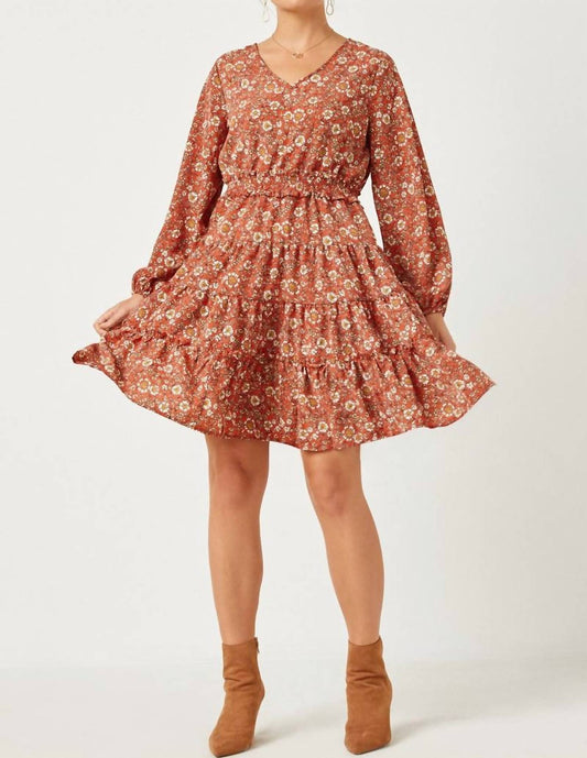 Hayden La - Smocked Waist Ruffle Tiered V-neck Dress