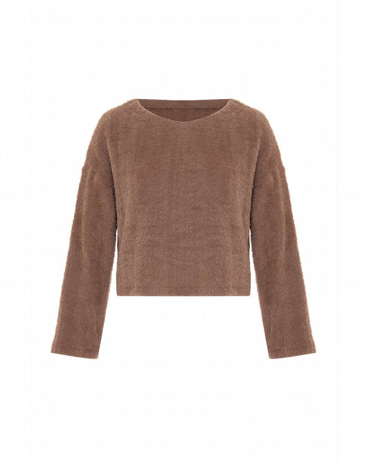 Theo The Label - Women's Carme Plush Lace Bell Sleeve Top