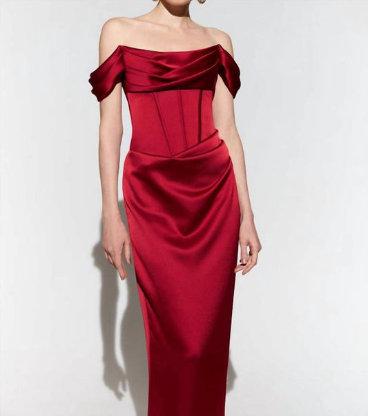 Off-the-Shoulder Draped Corset Gown