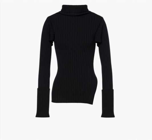 Two-tone ribbed stretch sweater