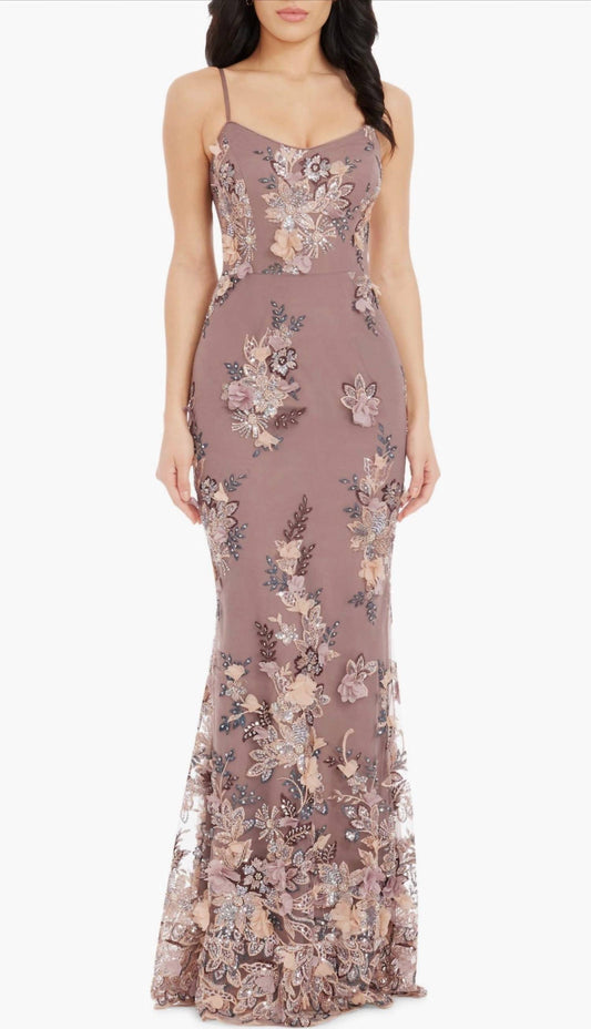 Dress The Population - Giovanna Beaded Floral Appliqué Mermaid Gown