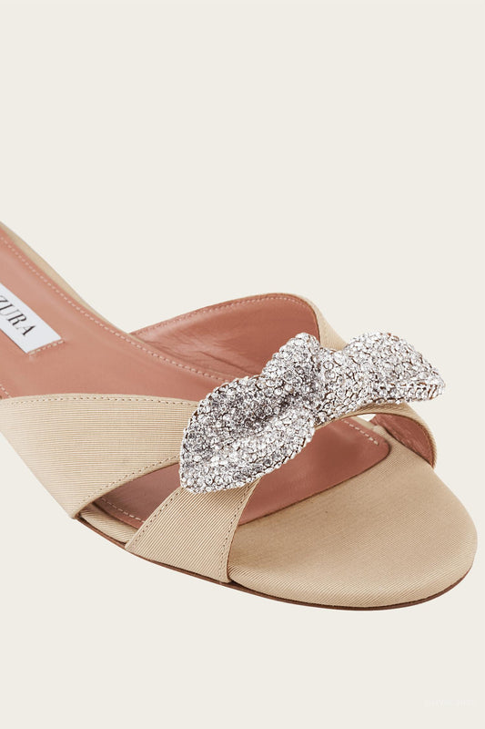 Aquazzura - Women's Very Bow Tie Crystal Slides