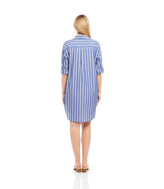 Karen Kane - Roll Tab Stripe Mini Shirtdress