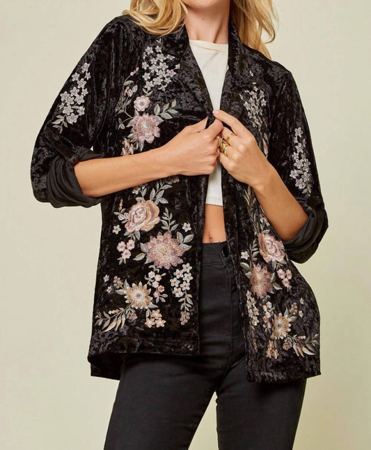Andree By Unit - Embroidered Velvet Blazer