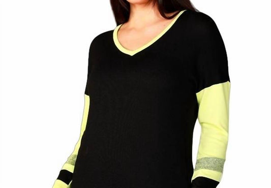 Color Block V-Neck with Stripe