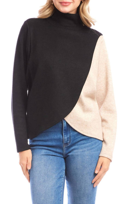 Karen Kane - Long Sleeve Crossover Colorblock Top