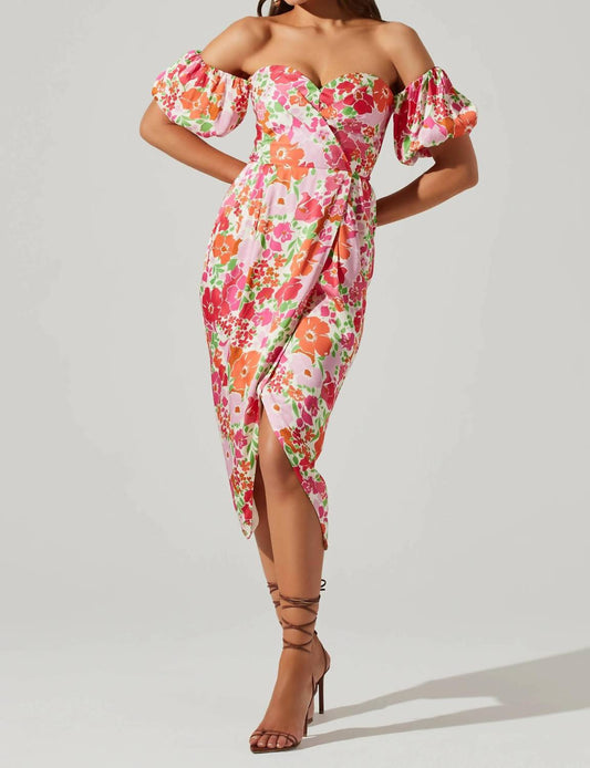 Astr - Zurina Floral Off The Shoulder Midi Dress