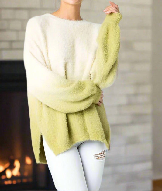 &Merci - Dip Dye Faux Fur Oversize Sweater Top