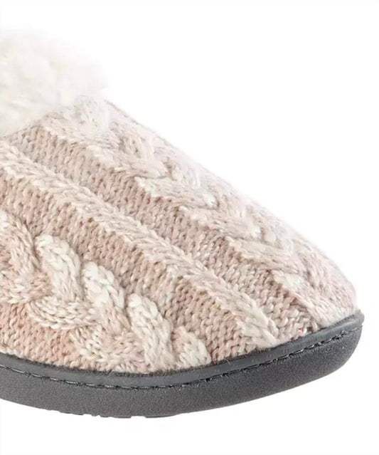 Isotoner - Women's Chunky Cable Knit Erin Hoodback Slippers