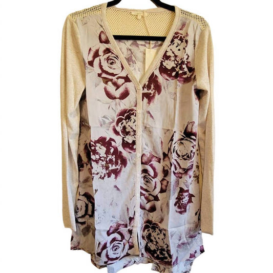 Mystree - Women's Floral Long Sleeve Tunic Cardigan