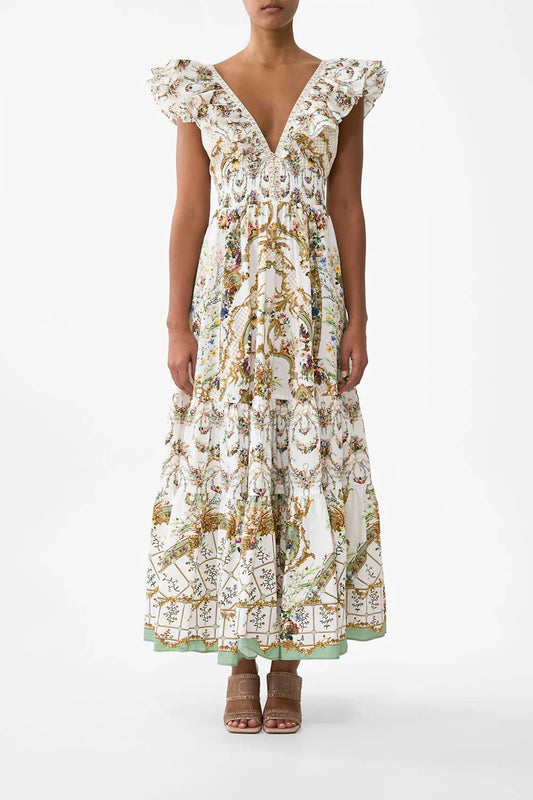 Camilla - Tiered Maxi Dress With Neck Frill