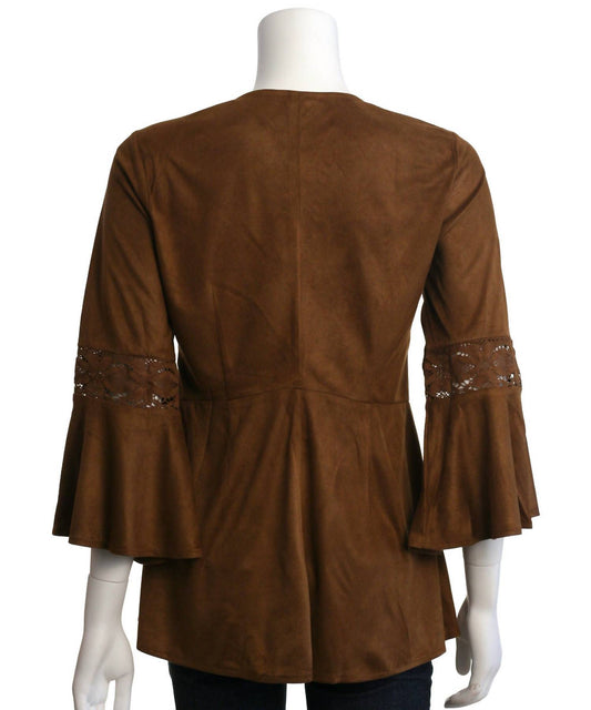 Ryu - Lace Detail Faux Suede Top