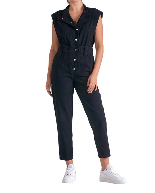 Elan - Buttoned Front Sleeveless Jumpsuit