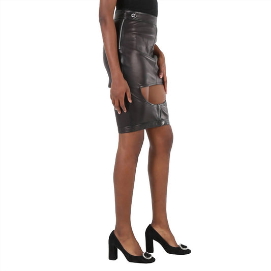 Burberry - Marina Cut-out Detail Leather Skirt