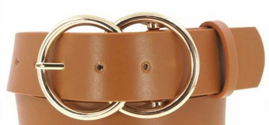 Pop Confetti - Women's Wide Vegan Leather Double Ring Belt