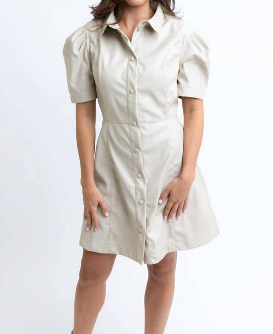 Karlie - Solid Pleather Button Dress