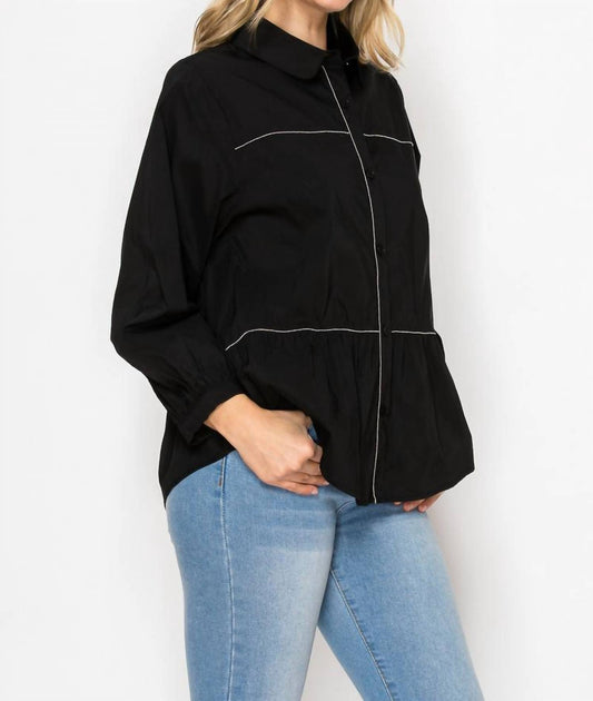 Joh - Jobeth Stretch Woven With Beading Trim Top