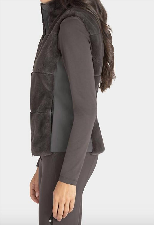 LICORICE ECO-FUR WOMEN'S VEST