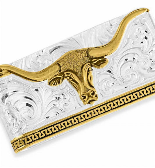 Montana Silversmiths - Two-tone Carved Longhorn Money Clip