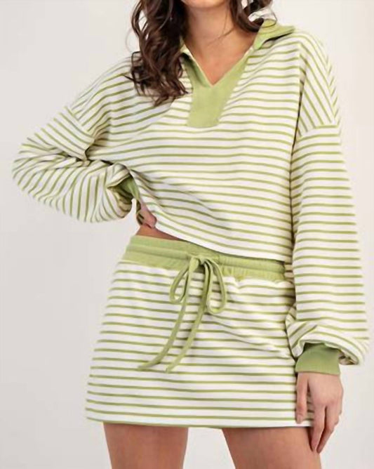 Ee:Some - Avocado Striped Pullover Top