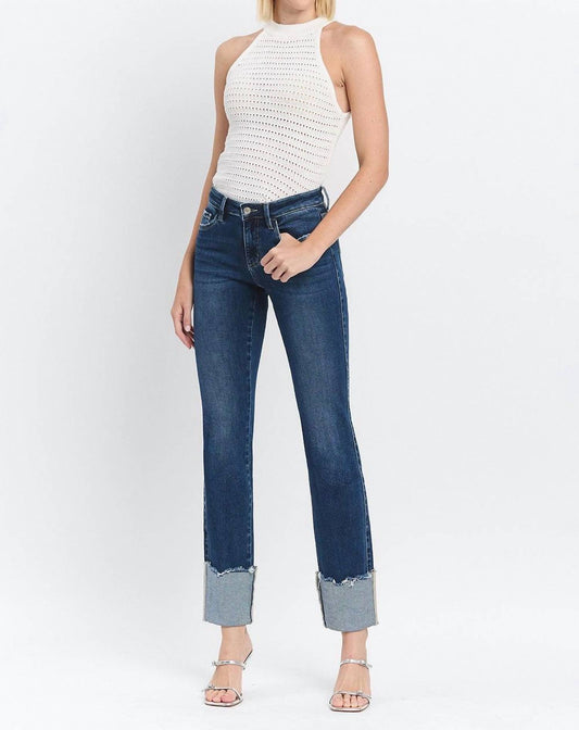 Lovervet - Mid Rise Cuffed Slim Straight Jeans