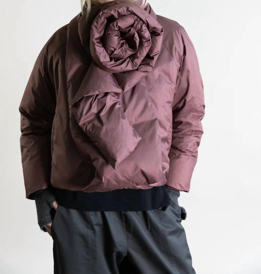 Psophia - Puffer Jacket With Floral Scarf