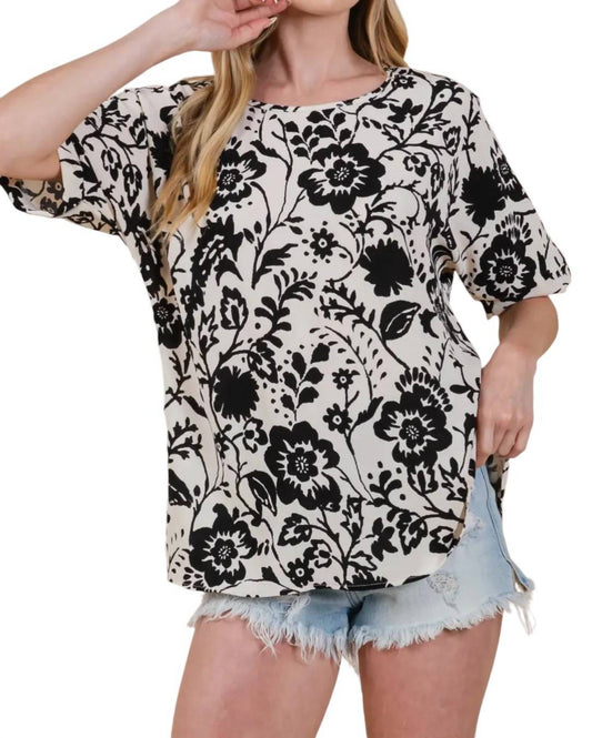 Bombom - Floral Short Sleeve Top