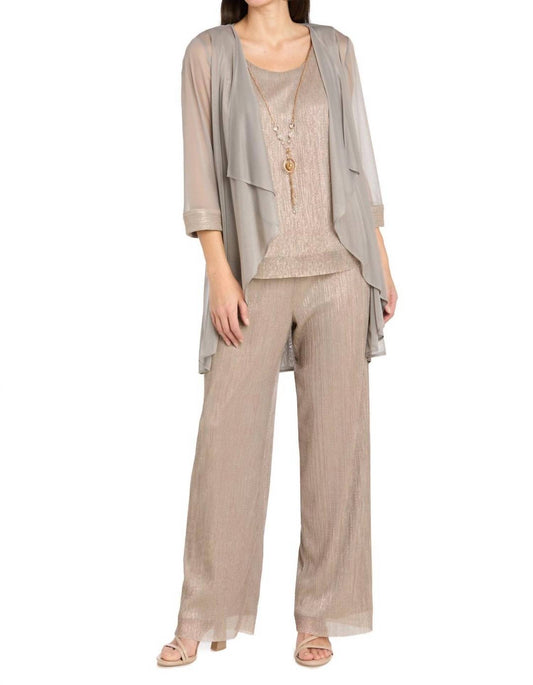 R&M Richards - 3-piece Metallic Evening Pant Suit