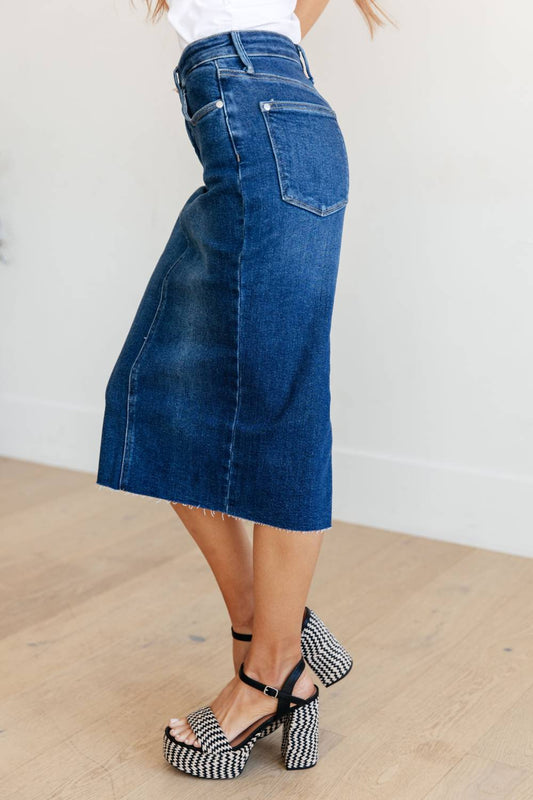 Judy Blue - High Rise Denim Midi Skirt