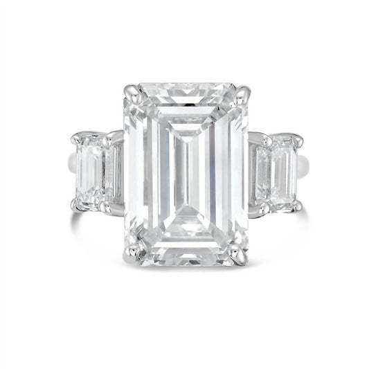Diana M Jewels - 6.00 Ct Lab Grown Emerald-cut Three Stone Diamond Ring With 0.70 Ct On Sides
