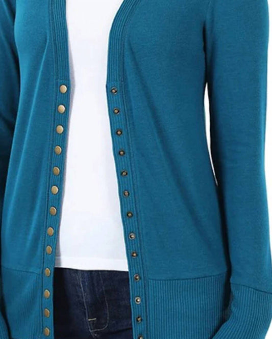 Zenana - Snap Full Sleeve Cardigan