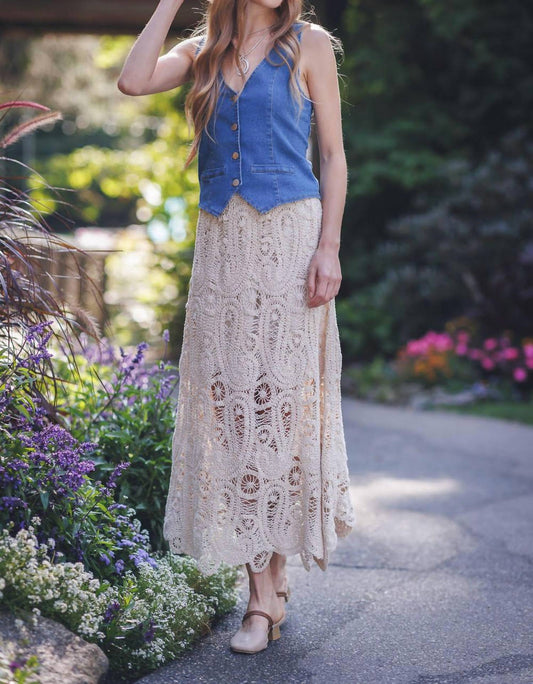 Papillon - Cream Boho Maxi Skirt