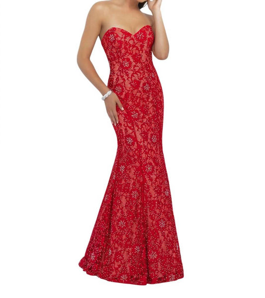 Blush Prom - Lace Strapless Mermaid Gown