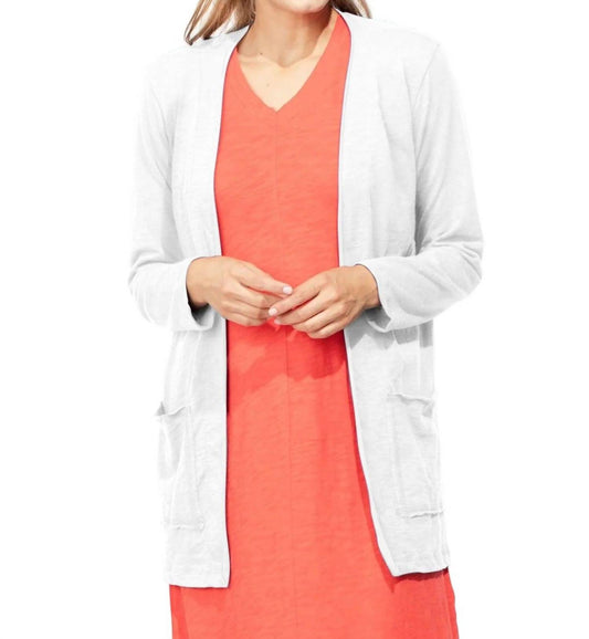 Escape - Cotton Slub Open Front Cardigan - Plus