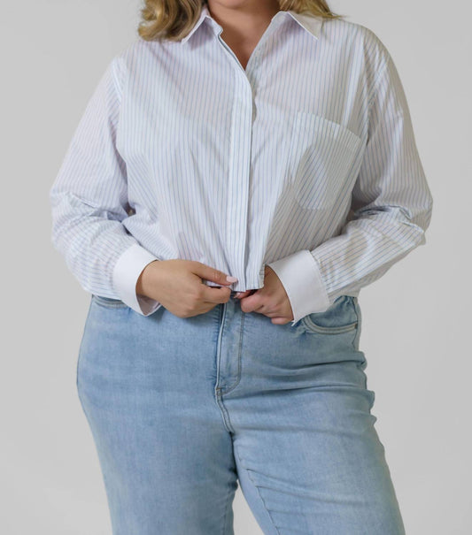 Good American - Stripe Cropped Uniform Shirt - Plus