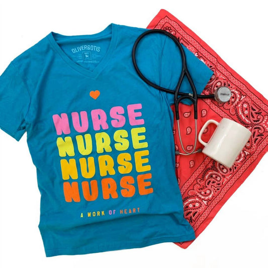 Oliver & Otis - Women's Nurse, A Work Of Heart Graphic Tee Shirt