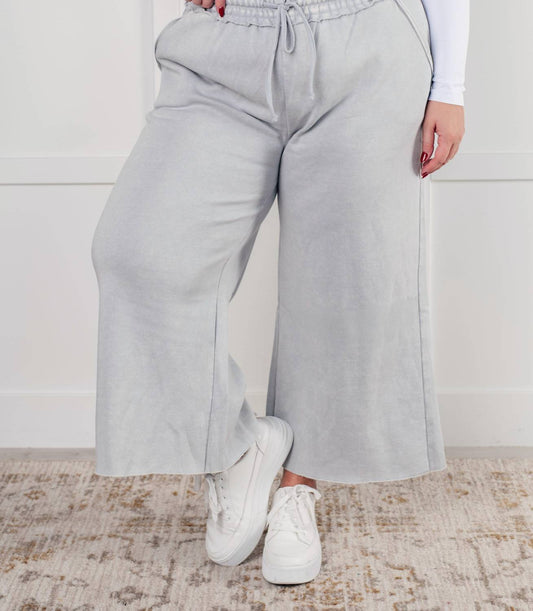 Zenana - Wide Leg Mineral Wash Cropped Pants