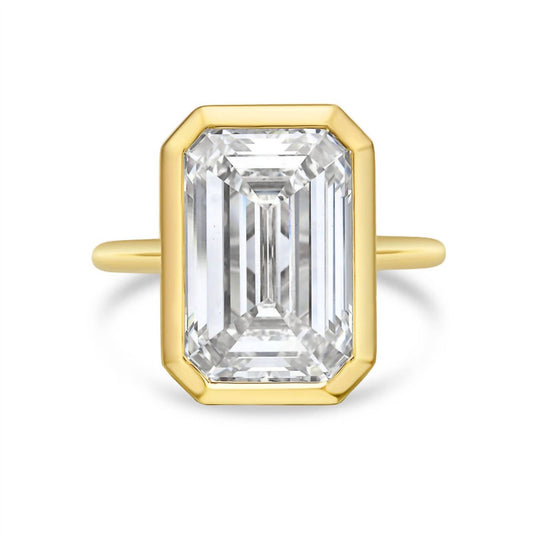 Diana M Jewels - 10.00 Ct Emerald-cut Lab-grown Diamond Bezel Solitaire Ring