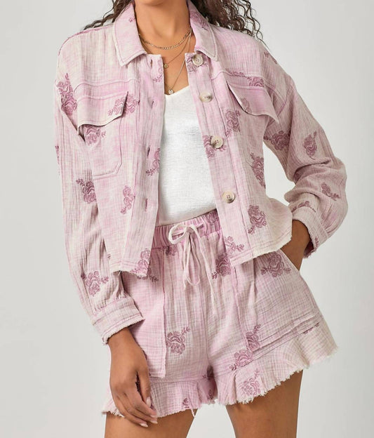 Mystree - Catalina Floral Gauze Embroidery Button Up Top