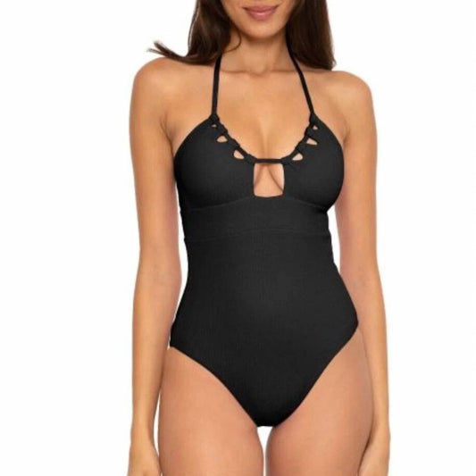 Becca - Pucker Up Cutout Ribbed One Piece Swimsuit