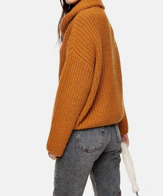 Topshop - Chunky Knit Turtleneck Relaxed Sweater