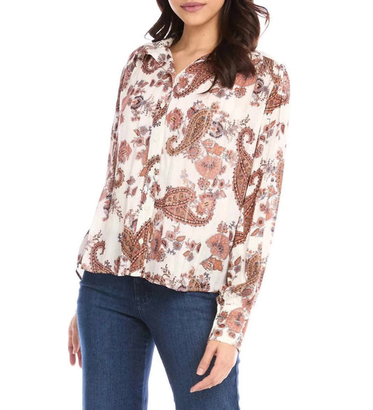 Fifteen Twenty - Shirred Button Up Blouse