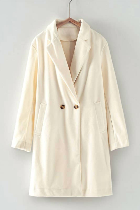 Urban Daizy - Women's Double Breasted Notched Lapel Overcoat