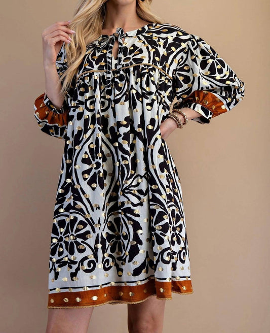 Gigio - Foil Bold Print Bohemian Dress