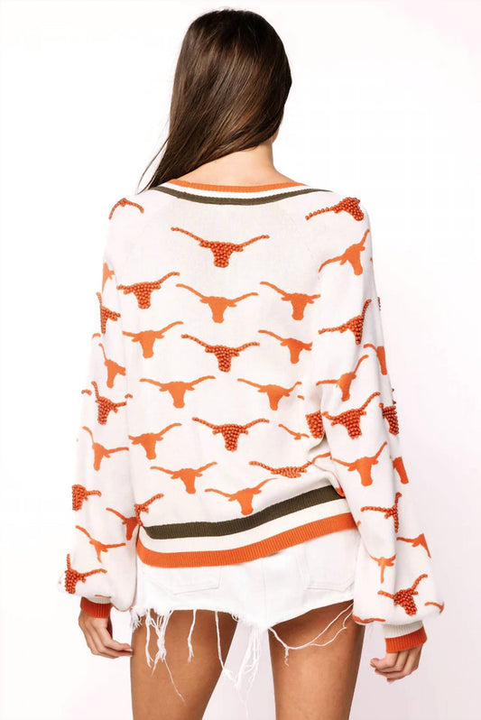 Queen Of Sparkles - TEXAS KNIT IN MASCOT RHINESTONE CARDIGAN