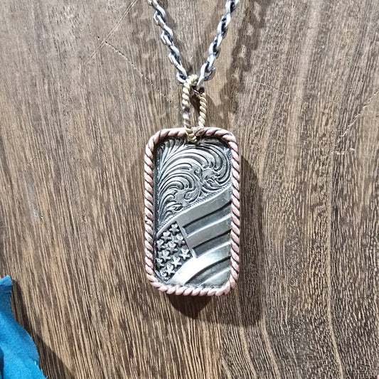 Silver Strike - Men's Usa Flag Necklace