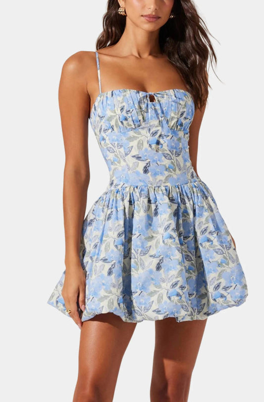 Astr - Azure Petals Bubble Mini Dress
